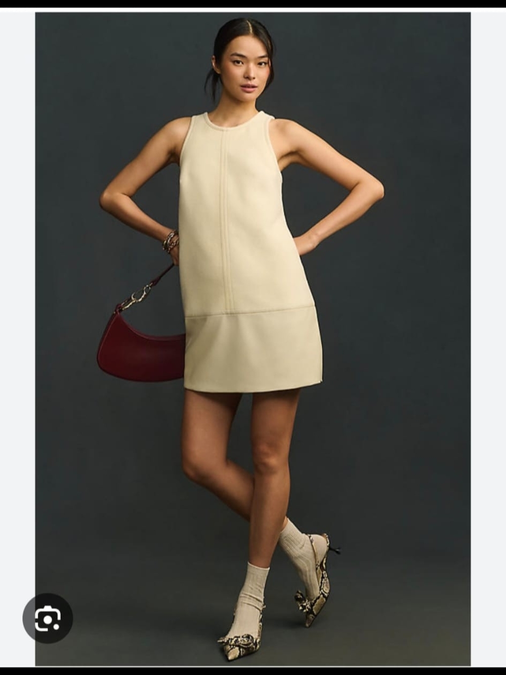 Anthropologie Cream Sleeveless Mini Shift Dress